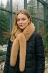 Camel Faux-Fur Neck Warmer, textured plush (mango fabric), 9x193 cm
