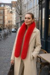Red Faux-Fur Neck Warmer, textured plush (mango fabric), 9x193 cm