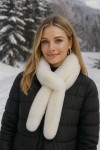White Faux-Fur Neck Warmer, 100% polyester plush