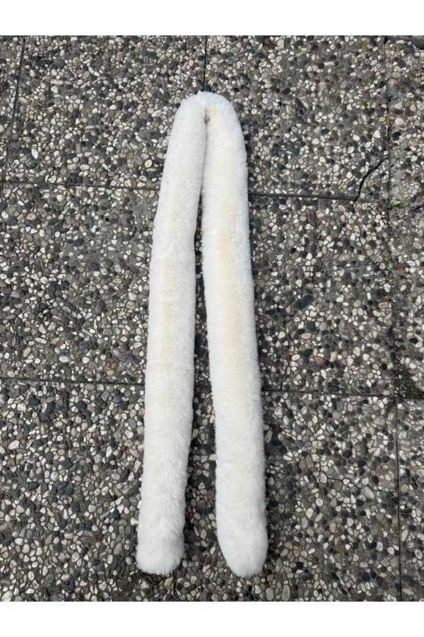 White Faux-Fur Neck Warmer, 100% polyester plush