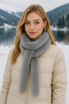 Grey Faux-Fur Neck Warmer, 100% polyester plush