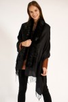 Black Tasselled Poncho - Nesvay Black Tasselled Poncho, wool blend