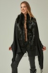Black Tasselled Poncho - Nesvay Black Tasselled Poncho, wool blend
