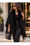 Black Tasselled Poncho - Nesvay Black Tasselled Poncho, wool blend