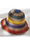 11507 Vizon Rengi Örgülü Hasır Şapka