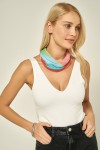12396-1 Piliseli Çok Renkli Saten Bandana Fular 50x50 cm