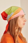 Çok Renkli Saten Bandana Fular, Saten, 50x50 cm