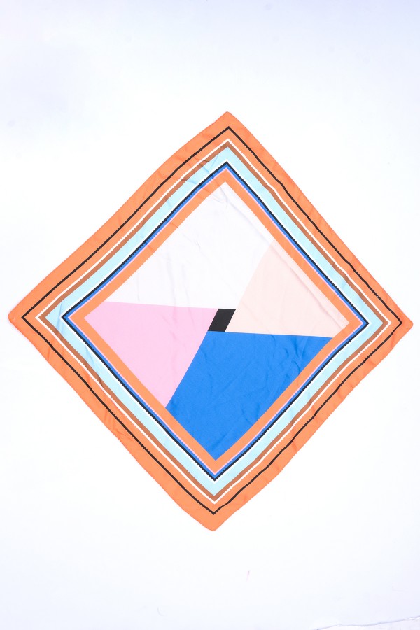 12398 Turuncu Saten Bandana Fular 50x50 cm