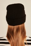 Black Pearl-Detail Knit Beanie, 100% acrylic