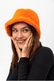 12839-1 Orange Renk Peluş Bucket Şapka