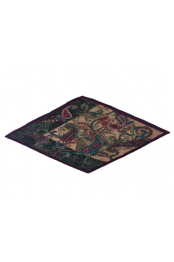 Etro Desenli Mor Piliseli Saten Bandana Fular - Nesvay Etro Desenli Mor Piliseli Saten Bandana Fular, Saten, 50x50 cm