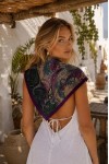 Etro Desenli Mor Saten Bandana Fular - Nesvay Etro Desenli Mor Saten Bandana Fular, Saten, 70x70 cm
