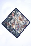 13458 Etro Desenli Lacivert Saten Bandana Fular 50x50 cm