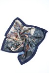 13458 Etro Desenli Lacivert Saten Bandana Fular 50x50 cm
