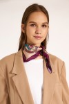 13458 Etro Desenli Mor Saten Bandana Fular 50x50 cm
