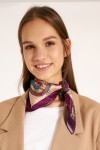 13458 Etro Desenli Mor Saten Bandana Fular 50x50 cm