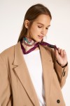 13458 Etro Desenli Mor Saten Bandana Fular 50x50 cm
