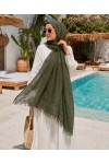 Khaki Crinkle Pareo Shawl - Nesvay Khaki Crinkle Pareo Shawl, 100% polyester, 90x180 cm