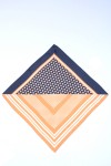 13483 Patchwork Desenli Turuncu Saten Bandana Fular 50x50 cm