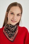 13485 Leopar Desenli Saten Bandana Fular 50x50 cm