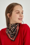 13485 Leopar Desenli Saten Bandana Fular 50x50 cm