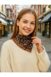13486 Leopar Desenli Saten Bandana Fular 50x50 cm