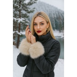 13620 Beige Faux-Fur Arm Cuffs