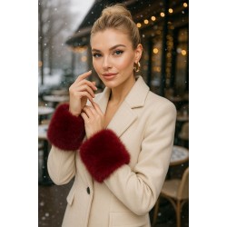 13620 Burgundy Faux-Fur Arm Cuffs