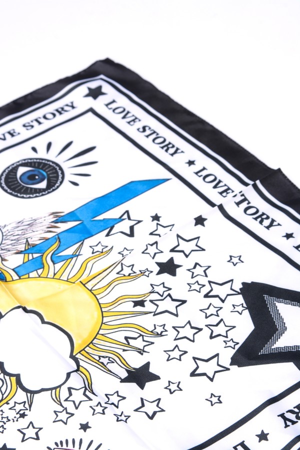 13701 Yıldız Desenli Saten Bandana Fular 50x50 cm