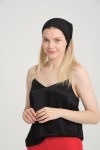 Siyah Pliseli Saten Bandana Fular - Nesvay Siyah Pliseli Saten Bandana Fular, Saten, 50x50 cm