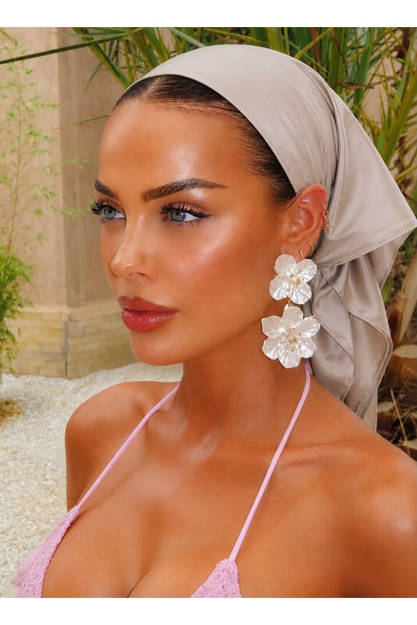 Beige Bandana Scarf - Nesvay Beige Bandana Scarf, satin, 50x50 cm