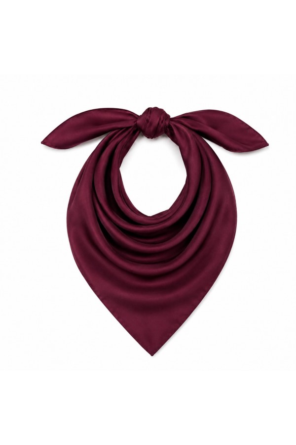 Bordo Saten Bandana Fular, Saten, 50x50 cm