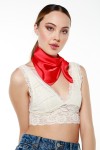 Kırmızı Saten Bandana Fular - Nesvay Kırmızı Saten Bandana Fular, Saten, 50x50 cm