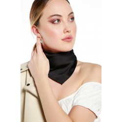13731 Siyah Saten Bandana Fular 50x50 cm