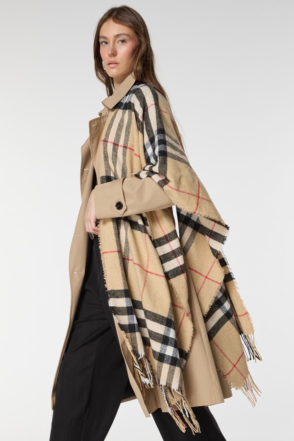 13813 Tasselled Plaid Saffron Chunky Shoulder Wrap