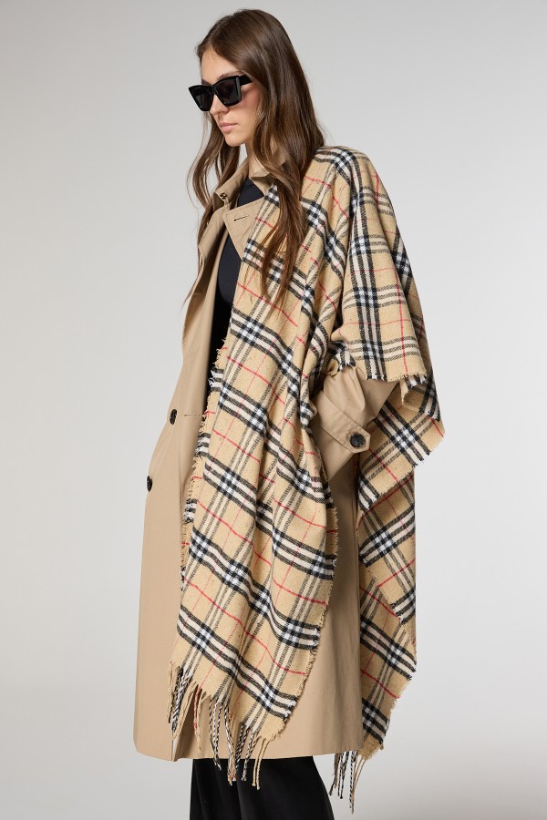 Tasselled Plaid Saffron Chunky Shoulder Wrap - Nesvay Tasselled Plaid Saffron Chunky Shoulder Wrap, 100% acrylic, 65x180 cm