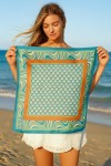 13944 Geometrik Desenli Kiremit Saten Bandana Fular 50x50 cm