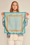 13944 Geometrik Desenli Kiremit Saten Bandana Fular 50x50 cm