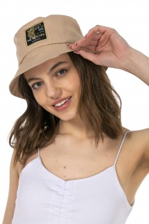 14024 Kaplan Armalı Bej Bucket Şapka