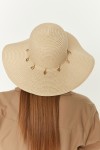 14232-1 Denizkabuğu Bej Geniş Hasır Şapka