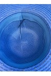 14232-10 Üzeri İncili Sax Mavi Geniş Hasır Şapka