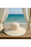 14232 Ekru Geniş Hasır Şapka