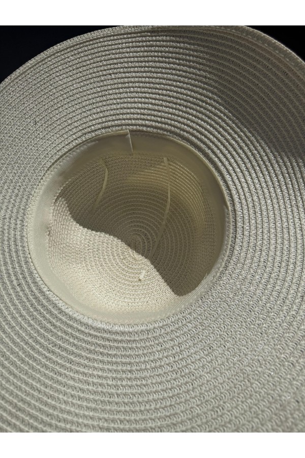 14232 Ekru Geniş Hasır Şapka