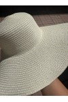 14232 Ekru Geniş Hasır Şapka