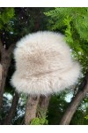 Peached-Finish Beige Cossack Hat, plush