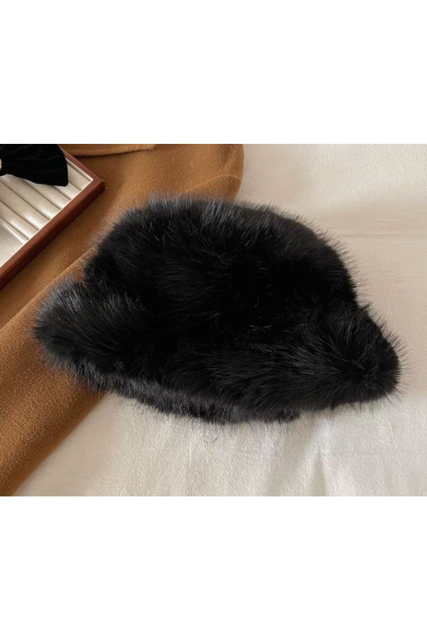 14500 Mango Kumaş Siyah Peluş Kalpak Şapka