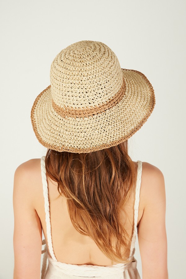 14523 El Örgüsü Bej Hasır Şapka