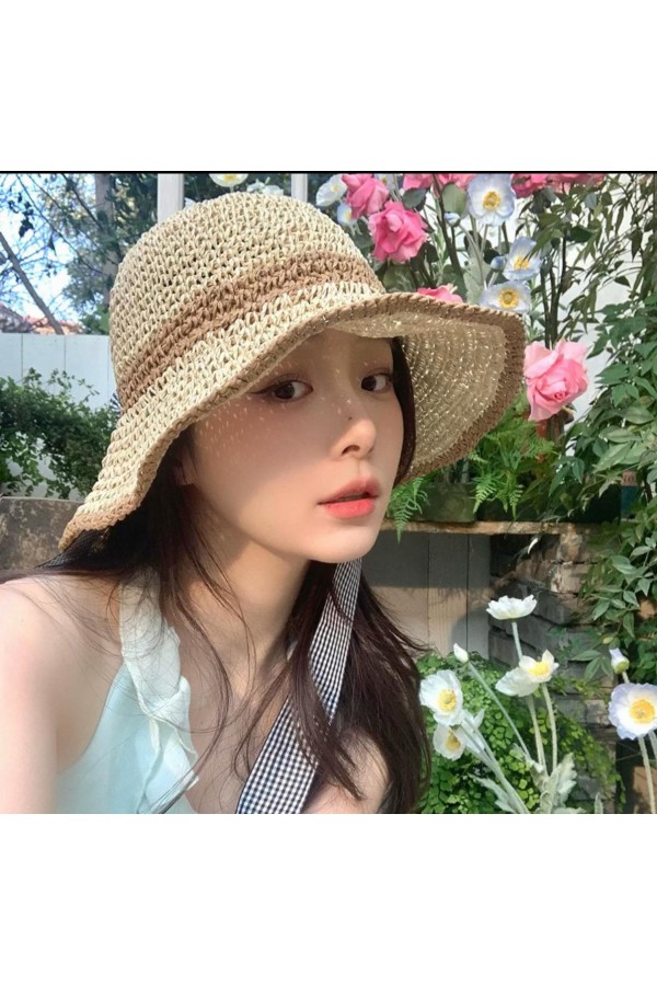 14523 El Örgüsü Bej Hasır Şapka