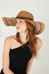 14557 İpli Camel Geniş Hasır Şapka