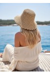 14596-1 El Örgüsü Bej Hasır Şapka